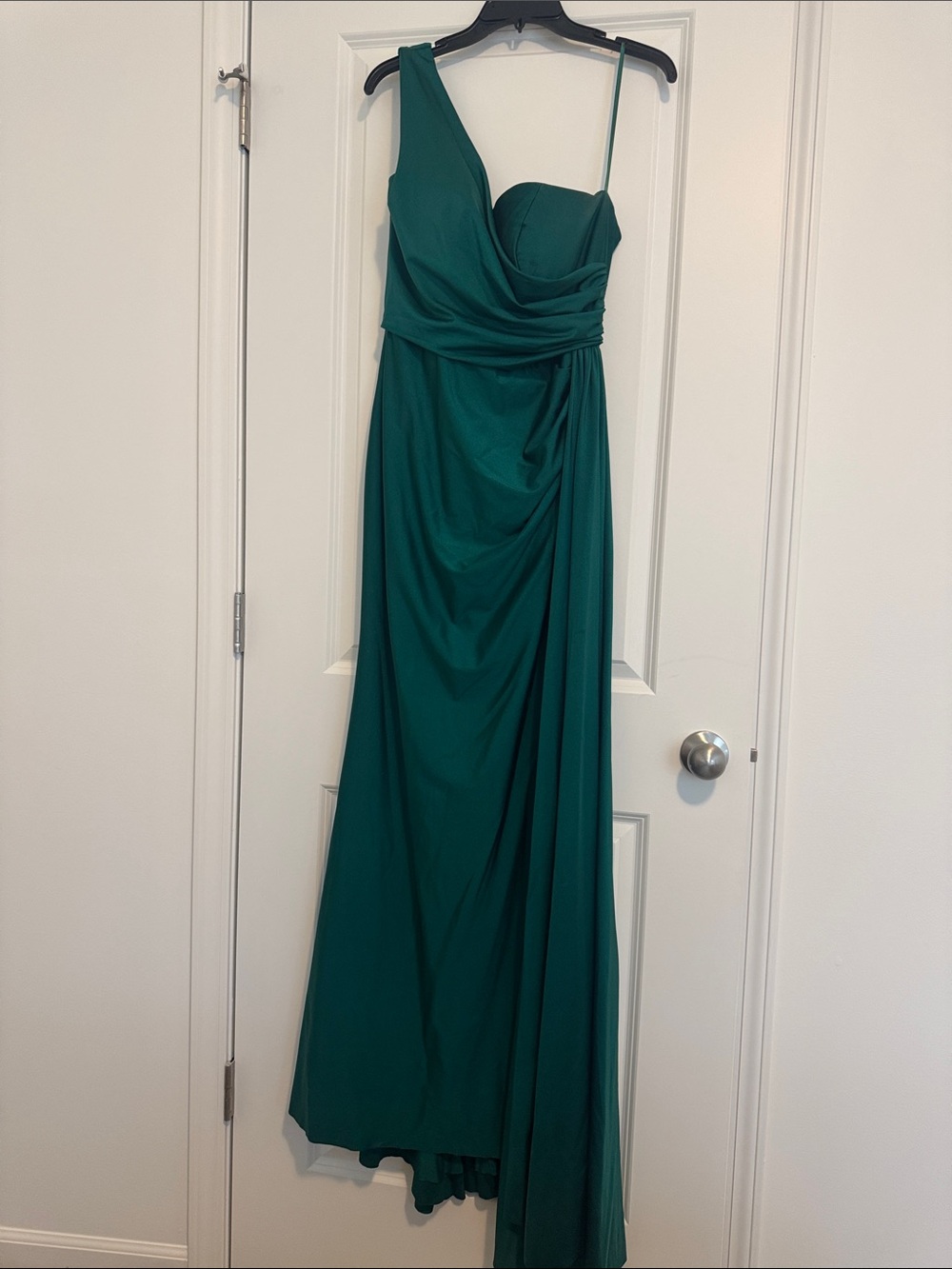 Portia and Scarlett One-Shoulder Emerald Green Evening Gown